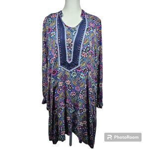 MATILDA JANE Thoughts and Dreams High-Low Purple Floral Dress Crochet Tr…